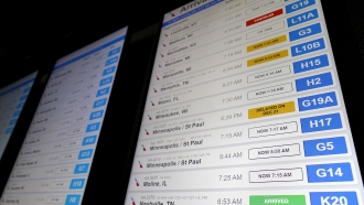 American Airlines flight information screens display today flight information