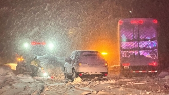 Vehicles stranded are stranded along Interstate 80 at the Nevada State line and Colfax, California