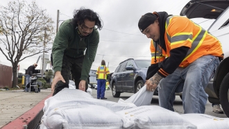 Californians prepare sandbags for an upcoming storm.