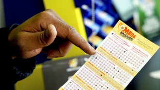 A Mega Millions lottery slip