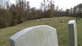 Headstones at a cemetery
