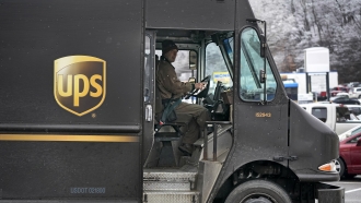 A UPS delivery truck.