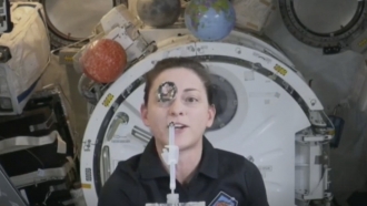 Nicole Mann is pictured on the International Space Station.