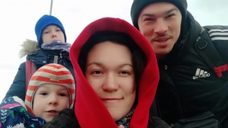 Kateryna Titowa with her family