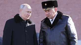 Russian President Vladimir Putin, left, and Russian Defence Minister Sergei Shoigu.