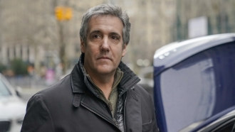 Michael Cohen leaves a lower Manhattan building after meeting with prosecutors in New York.
