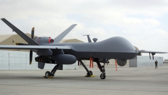 A U.S. MQ-9 drone is on display / AP