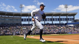 New York Yankees' Aaron Judge runs on the field
