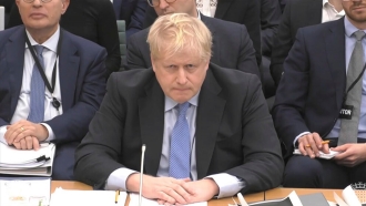 Boris Johnson gives evidence to the Privileges Committee at the House of Commons.