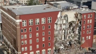 Building in Iowa with entire section missing after collapse