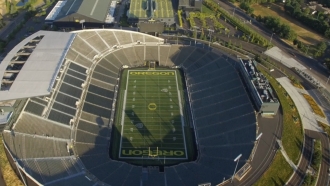 Birdeye view of the football stadium