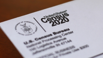 An envelope containing a 2020 census letter mailed to a U.S. residents.