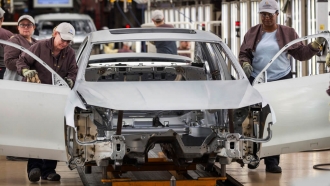 Workers produce vehicles at Volkswagen's U.S. plant in Chattanooga, Tenn.