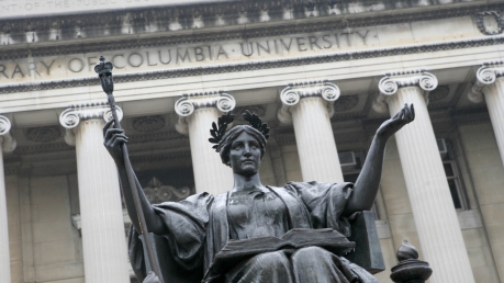 The statue of Alma Mater on the campus of Columbia University