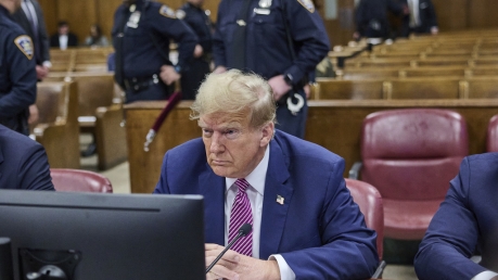 Former President Donald Trump in a Manhattan courtroom