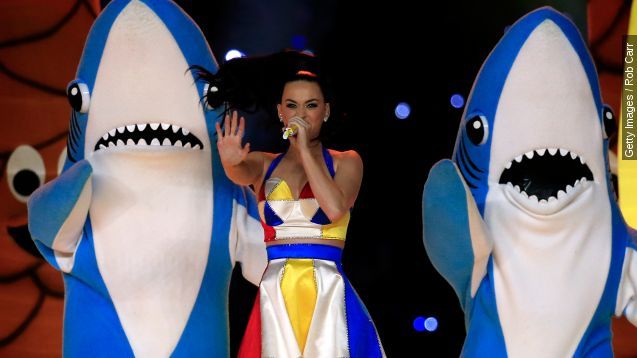 Katy Perry performing during the Super Bowl halftime show
