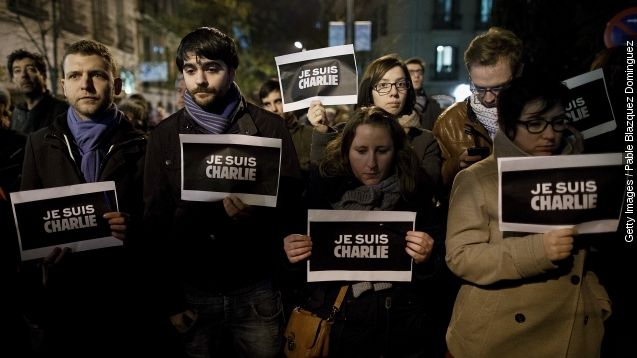 protesters remember Charlie Hebdo