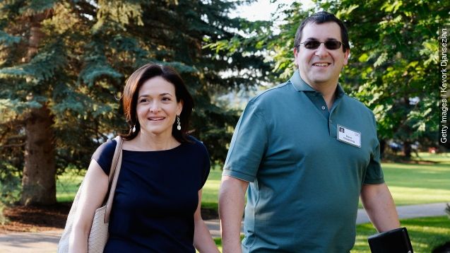 Sheryl Sandberg, COO of Facebook, and her husband David Goldberg arrive for morning session of the Allen & Co. annual conference at the Sun Valley Resort on July 10, 2013 in Sun Valley, Idaho.