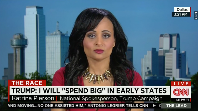 Katrina Pierson shows off her bullet necklace on CNN