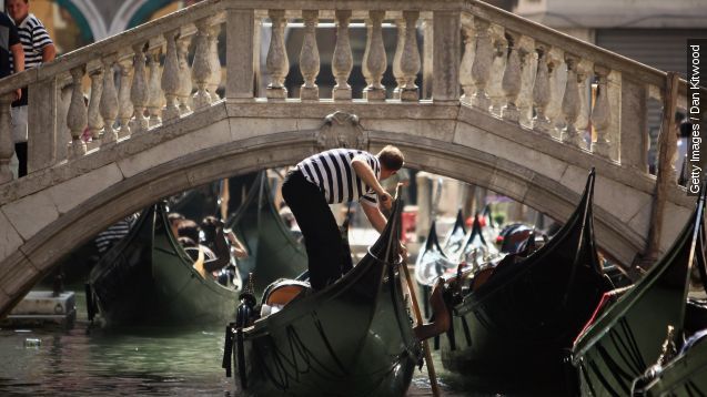 Gondola in Venice canal.