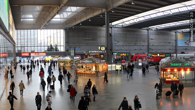 A panorama of Munich Central Station.
