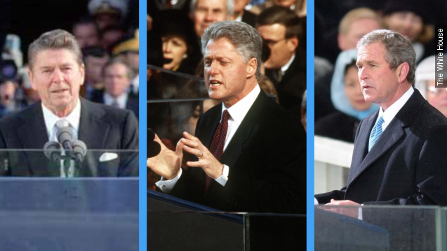 Ronald Reagan, Bill Clinton and George W. Bush