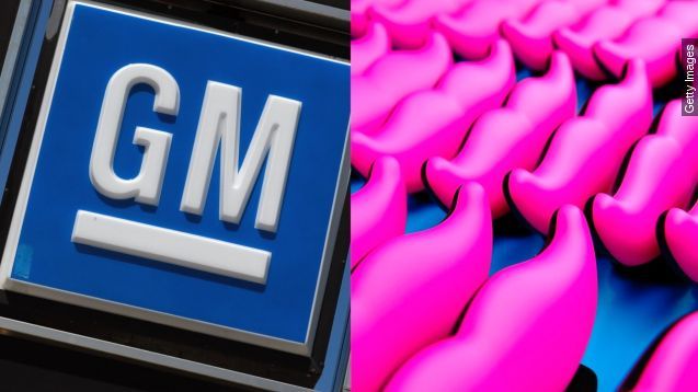 Mashup of General Motors logo (left) and Lyft's familiar pink mustaches.