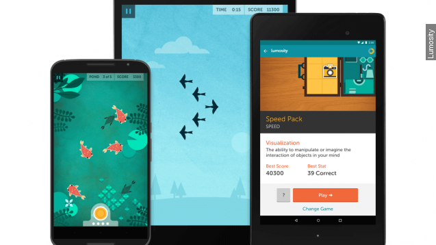 Examples of the types of 'brain training' games Lumosity offers.