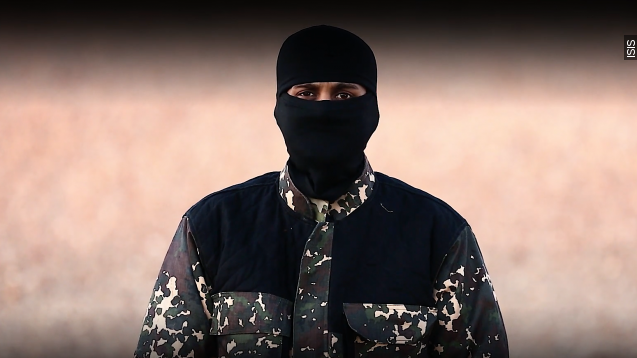 A screengrab from the latest ISIS execution video showing a masked man showing British media's "new Jihadi John".