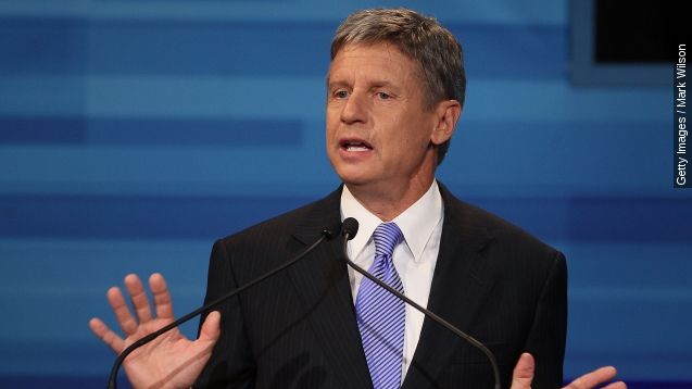 Former New Mexico Gov. Gary Johnson speaks in the Fox News/Google GOP Debate at the Orange County Convention Center on September 22, 2011 in Orlando, Florida.