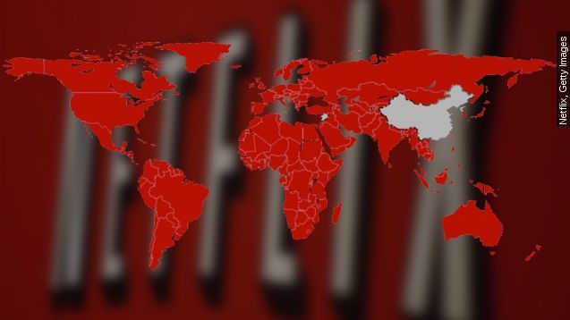 A map of the countries Netflix is now available in.