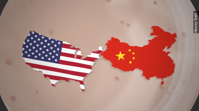 Newsy animation of the U.S. and China