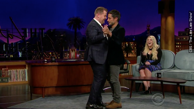 Gael Garcia Bernal and James Corden salsa dance on 'The Late Late Show.'