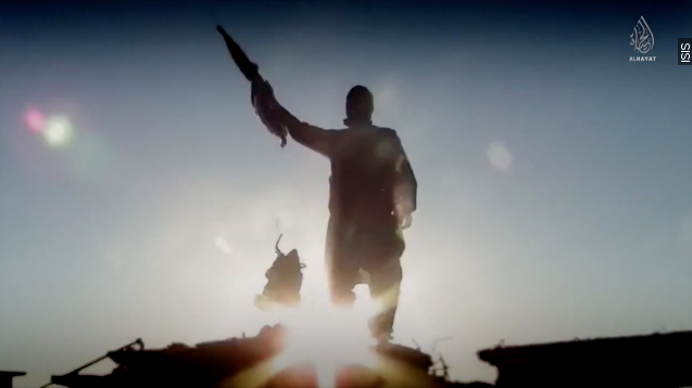 A screenshot from an ISIS propaganda video.
