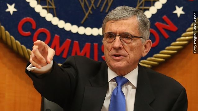 Federal Communications Commission Chairman Tom Wheeler chairs an open hearing on Net Neutrality at the FCC headquarters February 26, 2015 in Washington, DC.