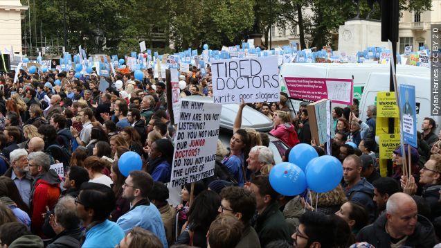 NHS junior doctor protest in Westminster.