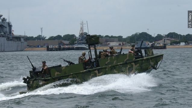 A U.S. Navy riverine boat, similar to one of the vessels seized by Iran.