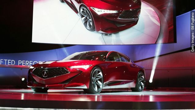 The Acura Precision Concept is revealed at the Detroit Auto Show.