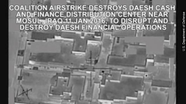 A coalition airstrike targeting ISIS.