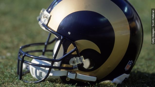A view of the St. Louis Rams helmet after the game against the Carolina Panthers at the Ericsson Stadium in Charlotte, North Carolina