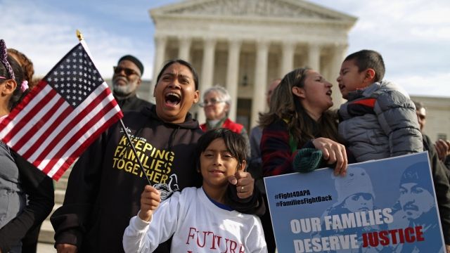 Immigration rights activists protests at the Supreme Court