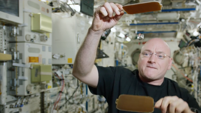 Scott Kelly playing pingpong in space.