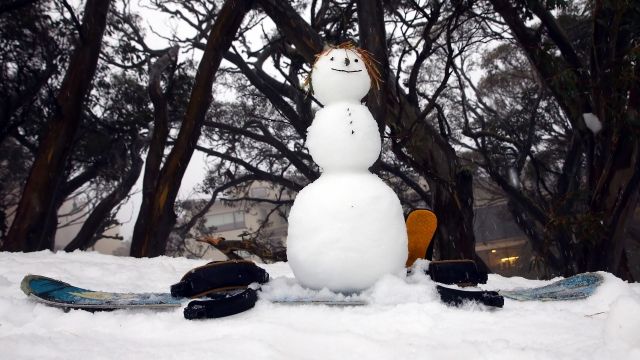 A snowman is seen on July 11, 2015 in Mount Buller, Australia.