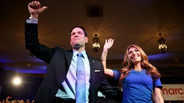 Marco and Jeanette Rubio wave