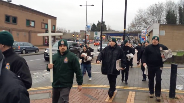Britain First activists march