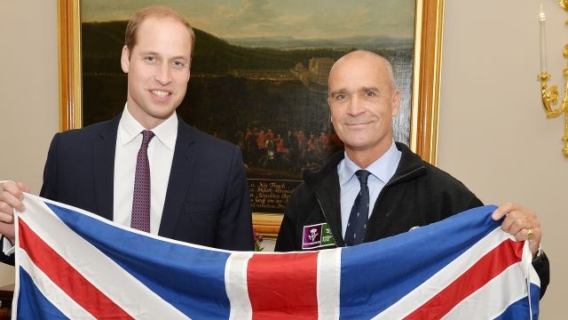 Prince William, Duke of Cambridge poses with Henry Worsley, who will attempt the 2015/16 Shackleton solo challenge where the Polar explorer will be attempting to undertake Sir Ernest Shackleton's unfinished journey to the South Pole from the Weddell Sea at Kensington Palace on October 19, 2015 in London, England.