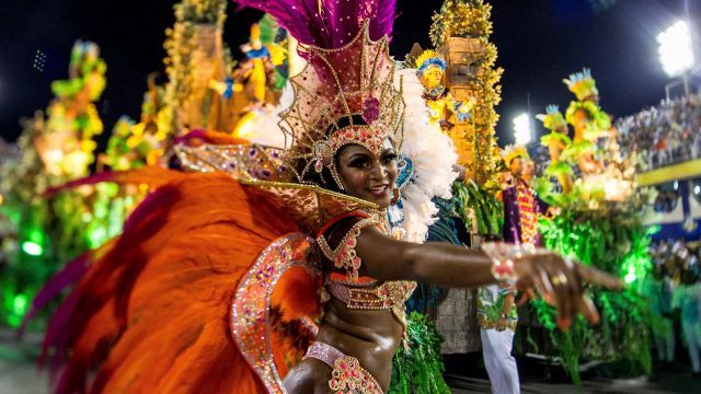 Dancer performs in 2014 Brazilian Carnival.