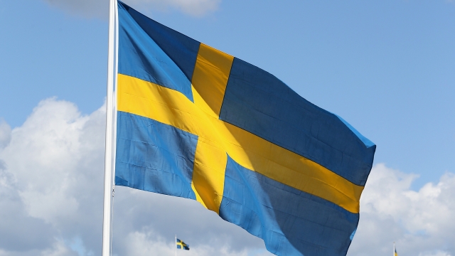 A Swedish flag outside the Royal Palace ahead of the wedding of Princess Madeleine of Sweden and Christopher O'Neill that will take place later today on June 8, 2013 in Stockholm, Sweden.