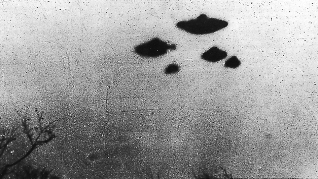 A photo of what looks like UFOs taken in England in 1962