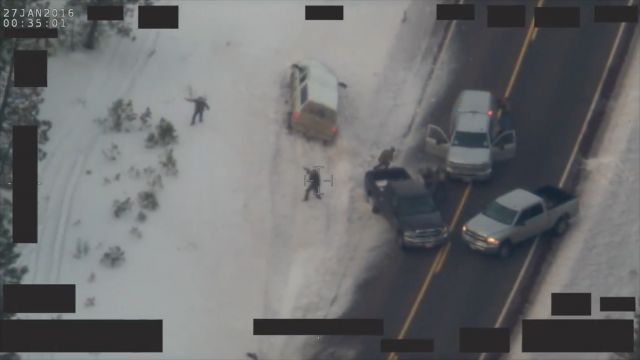 A still from the FBI video showing the shooting death of LaVoy Finicum.